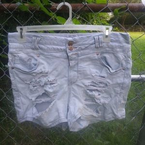 Distressed jean shorts